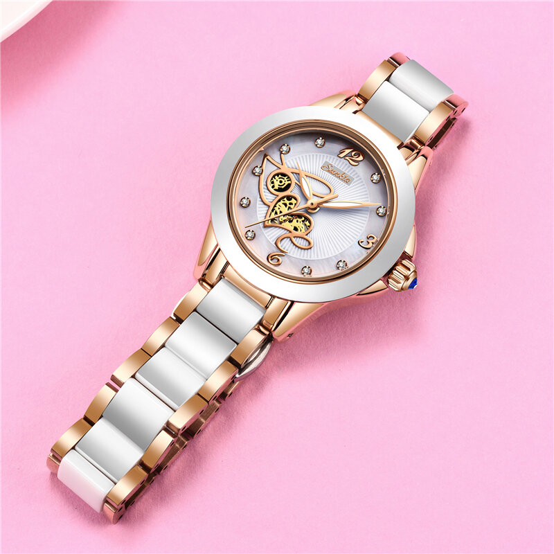 SUNKTA シミュレーションクォーツ女性の腕時計トップブランドの高級シンプルな時計女性ガールブレスレットダイヤモンド腕時計レディースレロジオ Feminino