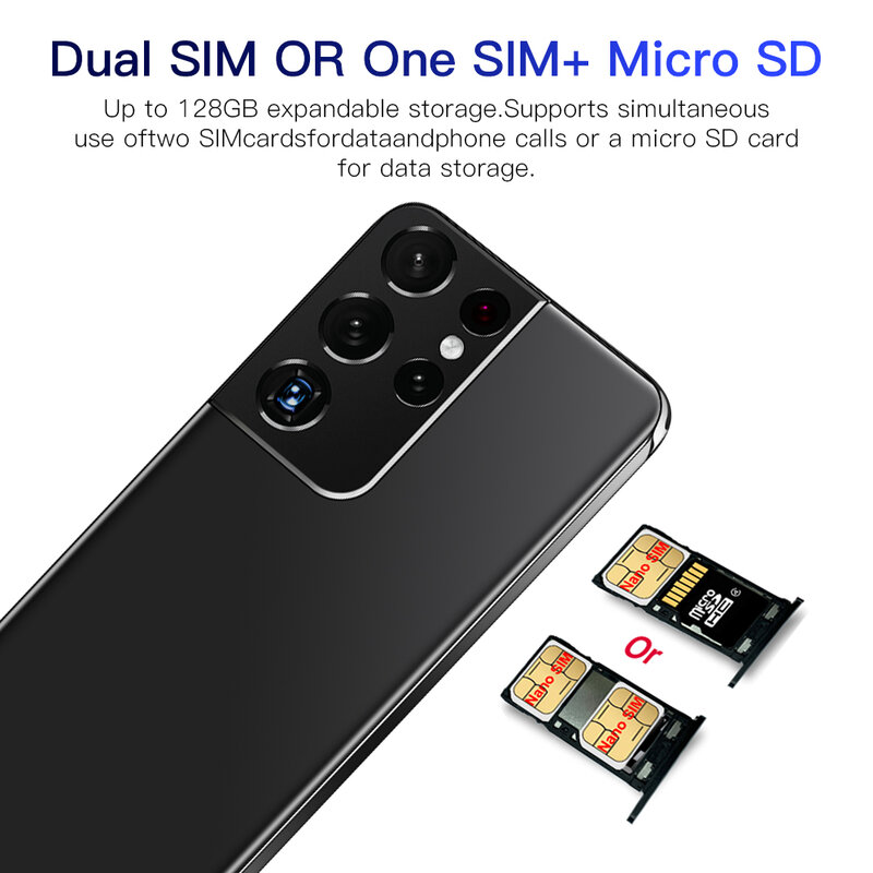 هاتف ذكي S21 Ultra Samsun الإصدار العالمي 6.7 "6800Mah 50MP 16GB + 512GB بشريحتين Android11 متوفر