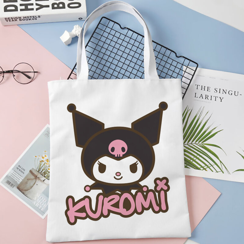 Kuromi-bolsa de compra de alimentos, bolso shopper, bolsa de lona, boodschappentas, bolsa de tela