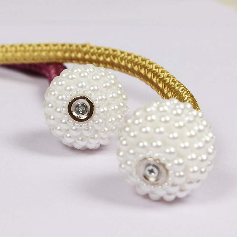 Mini fibbia per tende 14 colori corda spessa grande perla fibbia magnetica 2.5cm fibbia perlata cinghia per tende corda per cravatta accessori per la casa