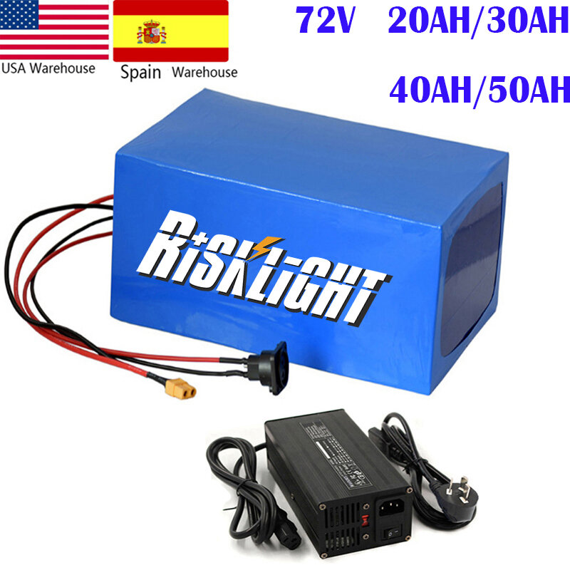 No Tax To EU 72 Volt 5000W 4000W Ebike Battery 72V 20AH Lithium Batterie Pack 30ah 40ah Rechargeable E-Motorcycle E-Tricycle