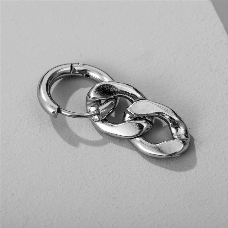7แหวน Hip Pop สไตล์ Punk Silver ต่างหูสำหรับผู้ชายผู้หญิง Studs ต่างหูโซ่สแตนเลสเครื่องประดับอุปกรณ์เสริม...