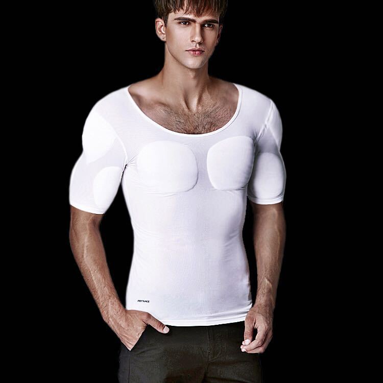 Homens falso músculo peito underwear acolchoado camisa realçadores postura masculina corpo shaper invisível aumento sutiã shapewear