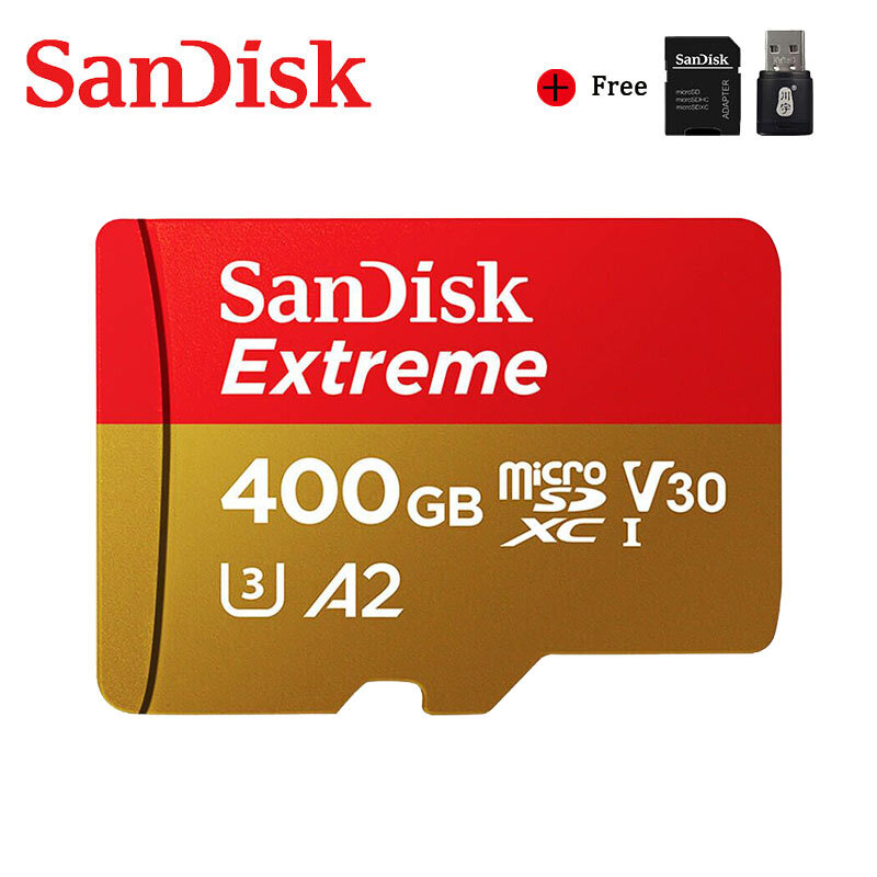 Sandisk-cartão micro sd original, a2, 400gb, 256gb, 128gb, 64gb, 32gb, cartão masculino, extreme ultra, cartão microsd, 4k, v30, tf, flash