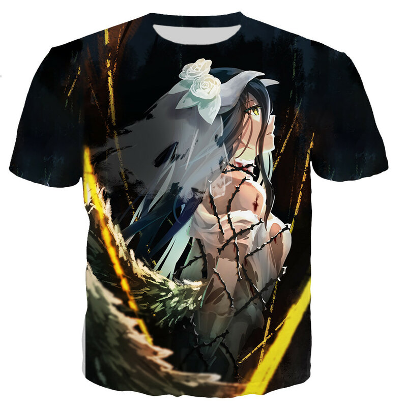 Overlord Albedo – t-shirt pour hommes et femmes, Streetwear, surdimensionné, à la mode, Cool, imprimé en 3D, Anime, Style décontracté, offre spéciale