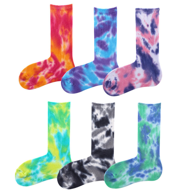 Men Unisex Novelty Colorful Tie-dyeing Skateboard Socks.Cotton Harajuku Hiphop Socks Sox Ethnic Couple Long Sock Meias