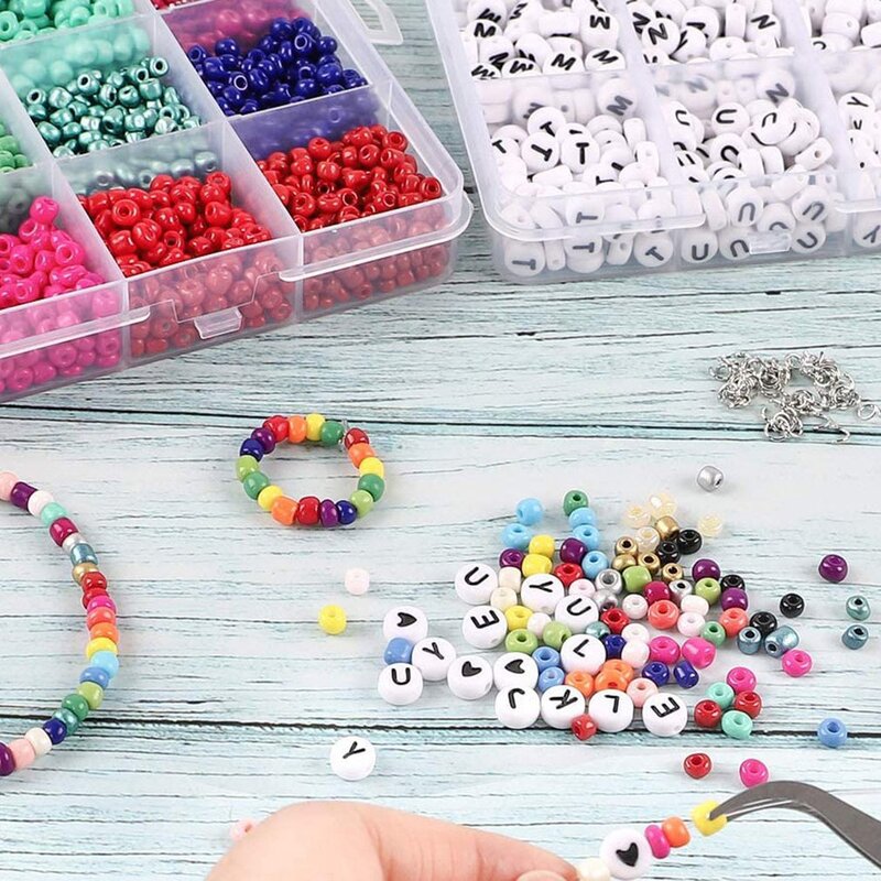 DIY Buatan Tangan Manik-manik Berwarna-warni Mainan Anak-anak Manik-manik Akrilik Kerajinan Membuat Gelang Kalung Perhiasan Kit Anak Perempuan Mainan Hadiah