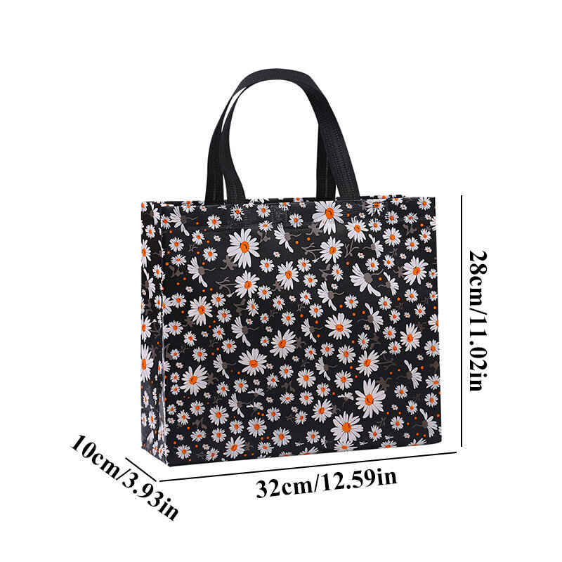 Petit sac de Shopping écologique en marguerite, sacs à main imprimés, fourre-tout pliable, réutilisable, pochette de voyage, sac de rangement de salle de bain Non tissé