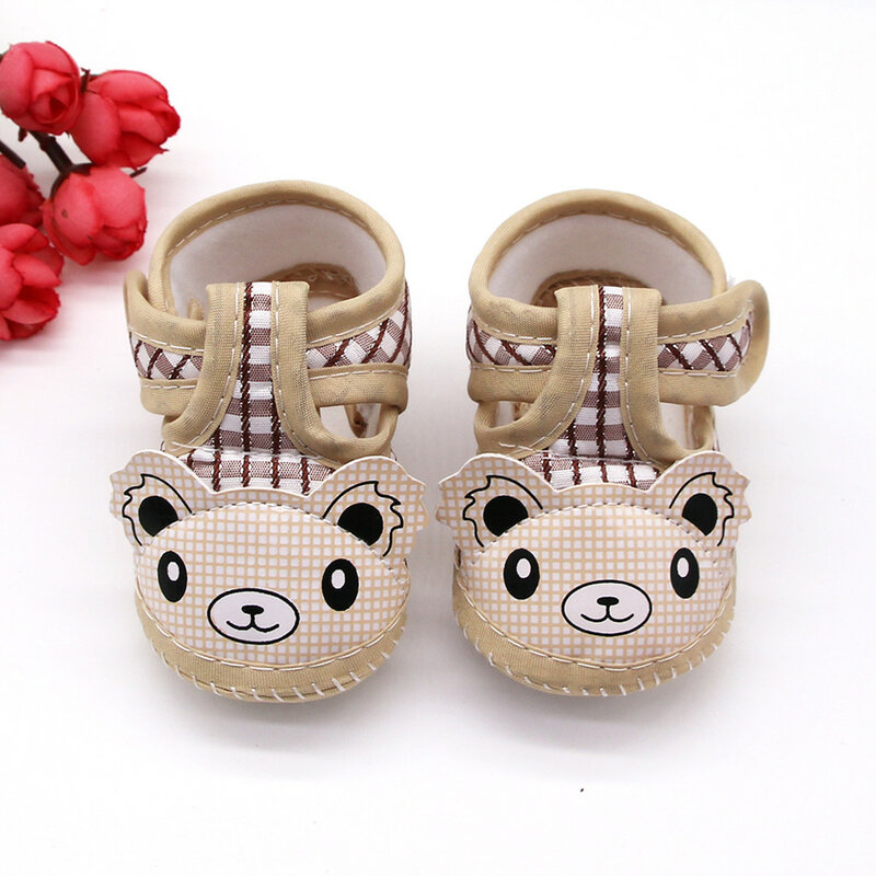 Baby Girls Boys Cute Cartoon Non-slip Little Bear Prewalker Soft Sole Sandals Single Shoes First Walker Shoes for Newborns