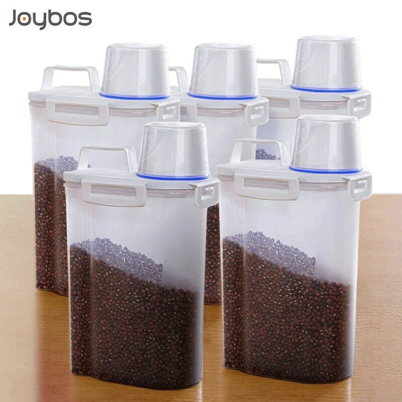 Joybos 1/2/3/5 Pcs 뚜껑이있는 저장 용기 2.5L 쌀 시리얼 음료 버킷 시리얼 식품 디스펜서 주방 봉인 된 계량 용기