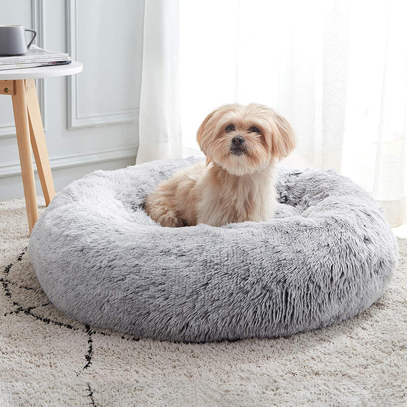 Pet Bed Dog Round Bed Cat Coussin Chien Cama Perro Long Plush Puppy Cat Cushion Mat forniture portatili accessori per animali domestici lavabili
