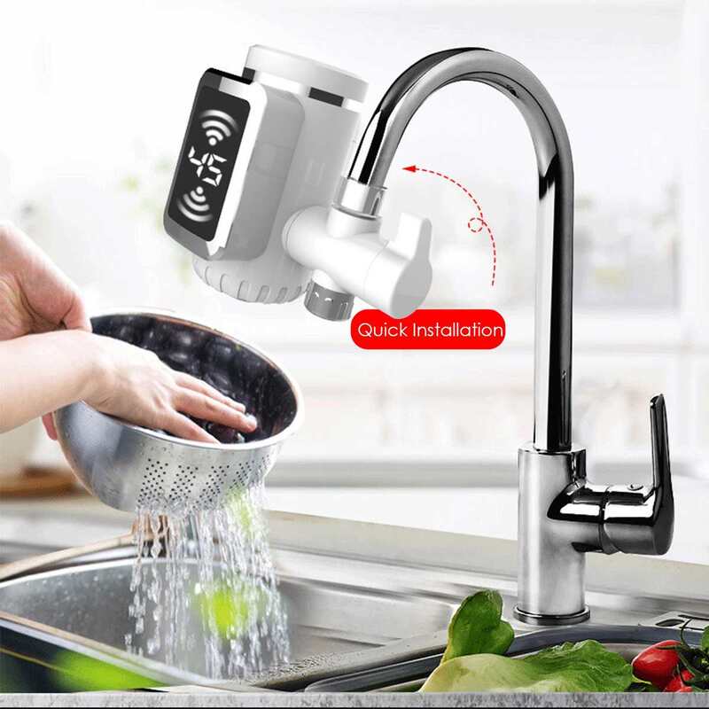 Robinet chauffe-eau électrique instantané, robinet de cuisine, sans réservoir, affichage Digital, eau chaude et froide, avec adaptateur