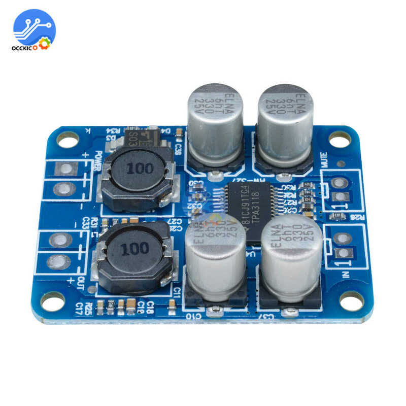 Placa amplificadora de áudio digital DC8-24V tpa3118 pbtl 60w com módulo amplificador de circuito 1x60w 4-8 ohms substitui tpa3110 para arduino