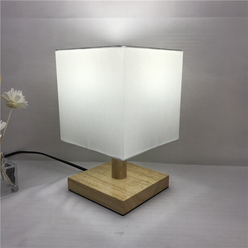 Modern Linen LED Table lights Living Room Lamps Table Fixtures Table Light Bedroom Bedside Lamp Wood Home Decor Luminaire Table