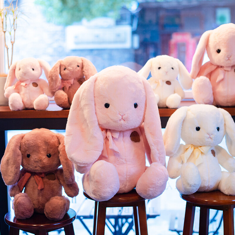 Cute Pink Rabbit plush toy doll long ear budding rabbit doll