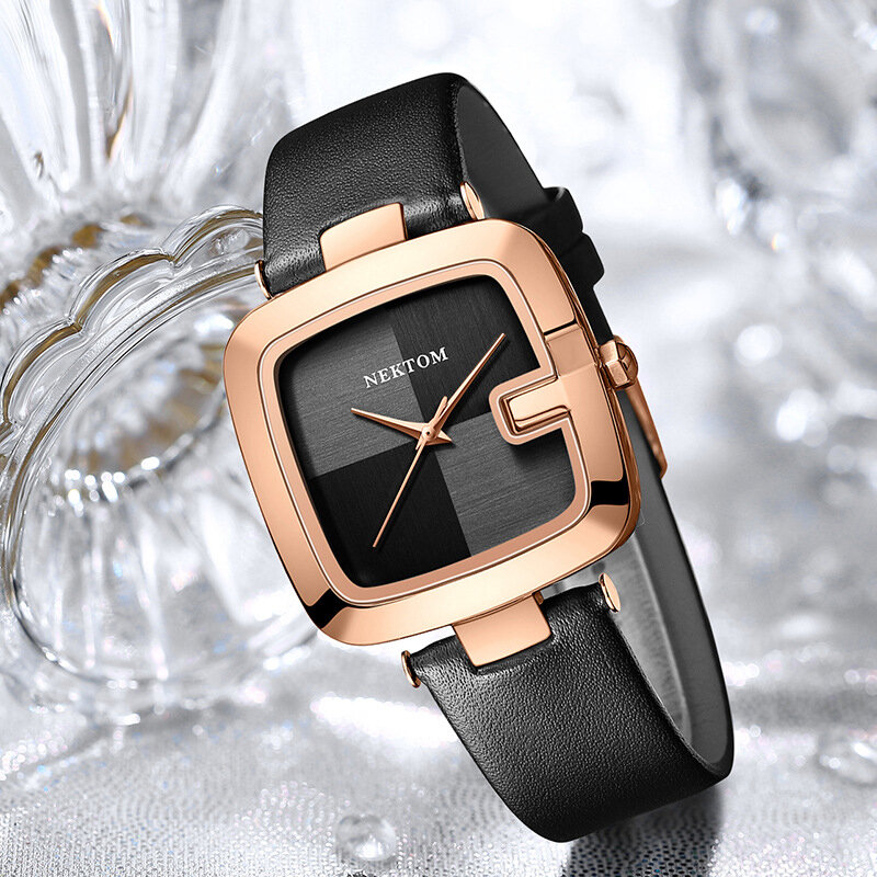Nekttom damski zegarek kwarcowy na co dzień wodoodporny zegarek z lusterkiem Hardlex dla kobiet