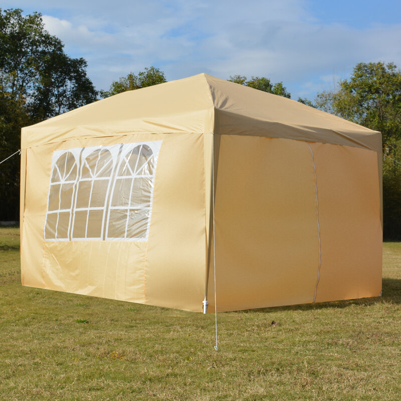 Tente pliante à Angle droit kaki, pratique, 3x3m, deux portes et deux fenêtres