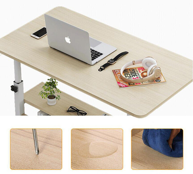 Drewniany stolik na laptopa z kółkami półka do przechowywania wysokość regulowana biurko na laptopa stojak na laptopa biurko na sofę obok