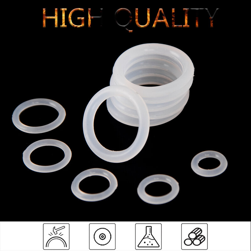 50 pçs vmq silicone borracha vedação o-ring substituição branco selo o anéis junta arruela od 6mm-30mm cs 2.4mm diy acessórios s80