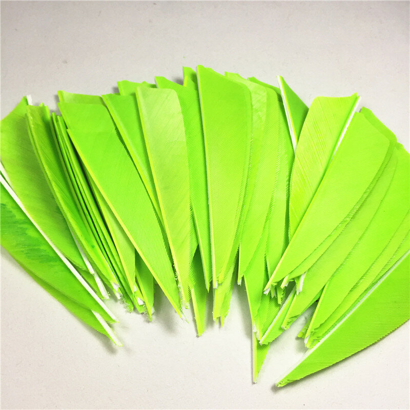 50pcs High Quality 3"inch Feath Shield Cut Turkey Feather Fluorescent Green Arrow Real Feather Arrow Feathers Vanes Bow Arrow