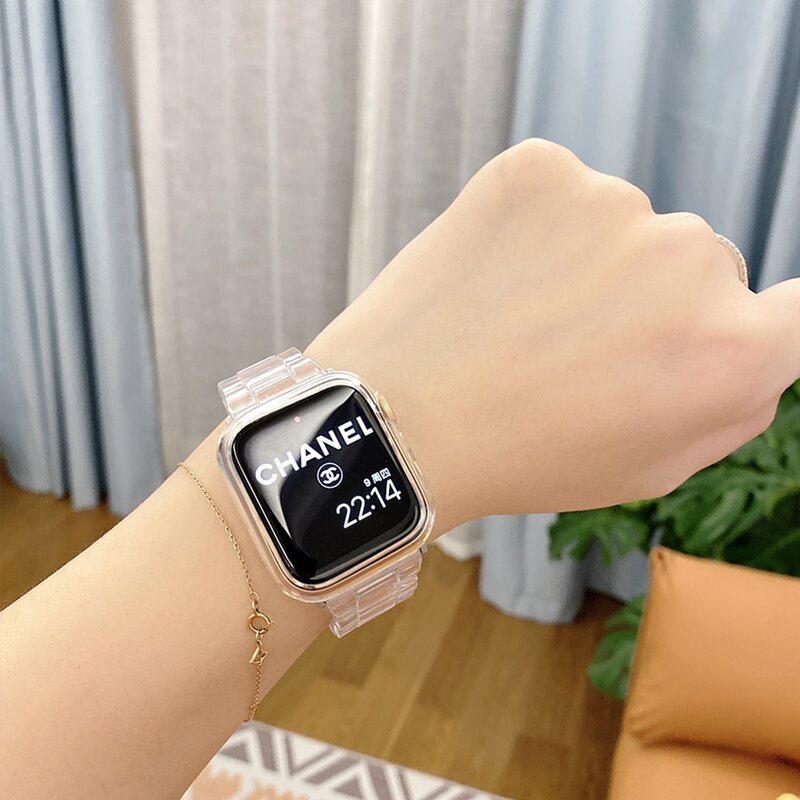 Tali Terbaru untuk Apple Watch Band Seri 6 SE 5 4 3 21 Transparan untuk Iwatch Gelang 38Mm 40Mm 42Mm 44Mm Aksesoris Gelang Jam
