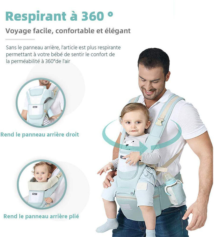 Mochila transpirable portátil ergonómica para bebé, portabebés, canguro, asiento para bebé, envoltura para portabebés de 0 a 48M