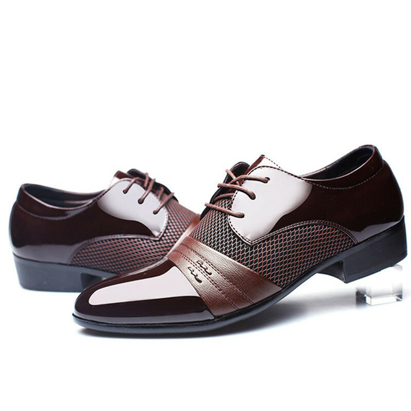 العلامة التجارية الرجال فستان أحذية حجم كبير 38-48 رجال الأعمال حذاء مسطح أسود براون تنفس منخفضة أعلى الرجال الرسمي مكتب الأحذية