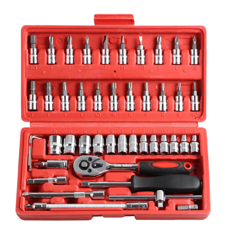 Unidade soquete chave de catraca chave chave chave soquete bit combinação ferramentas kit para reparação automóvel & household, universal chaves catraca
