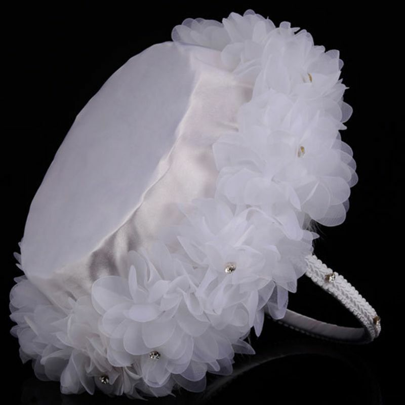 Panier de fleurs en dentelle pour fille, décoration en tissu, jolie poignée, blanche, pour mariage