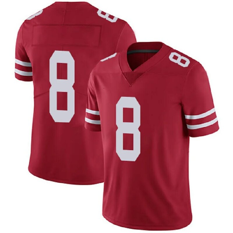 Новые мужские футболки для фанатов американского футбола 49ers трикотажные изделия Trey Lance Ronnie Lott Deion Sanders одежда для фанатов с прострочкой в Са...