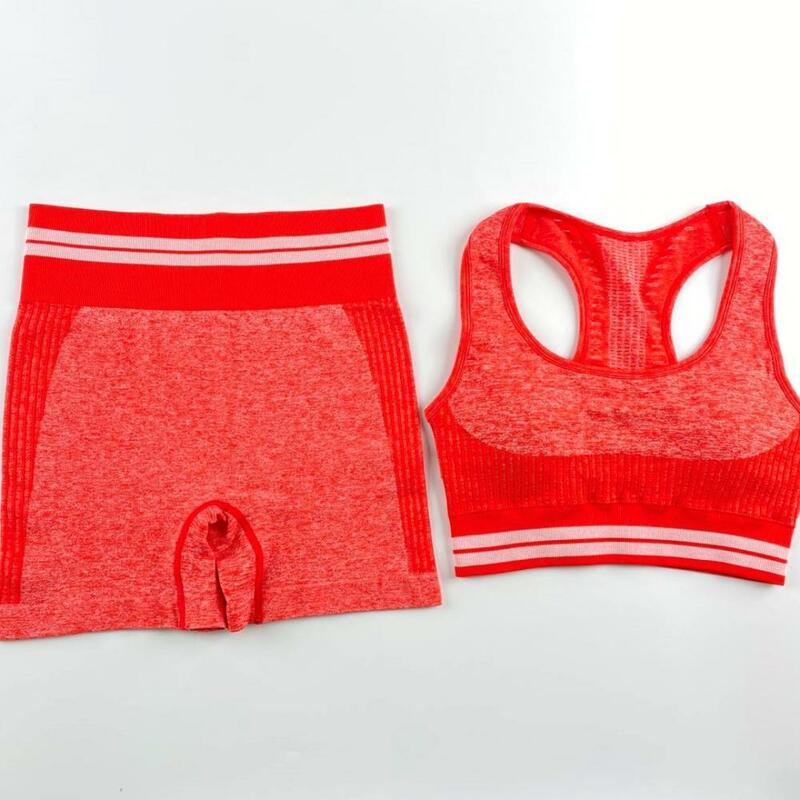 Set Yoga Bra Olahraga Wanita Gym Celana Pendek Mulus Celana Yoga Bralette Push Up Pakaian Olahraga Lari Fitness Wanita Atasan Crop Aktif