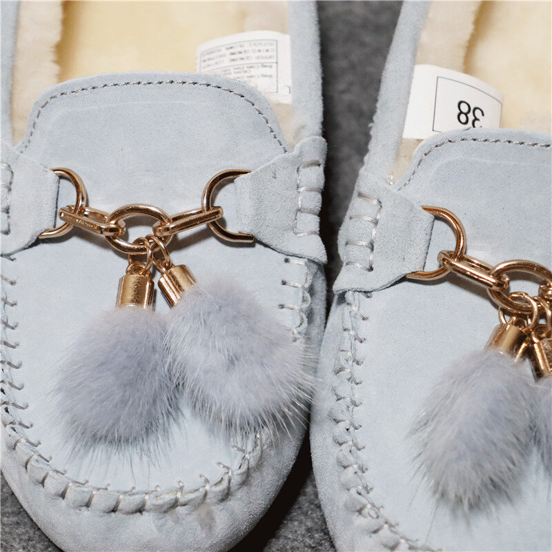 Zimowe antypoślizgowe gumowe podeszwy botki 2019 futro naturalne grube wełniane skóry wołowej prawdziwej skóry śnieg buty ciepłe buty kobiet