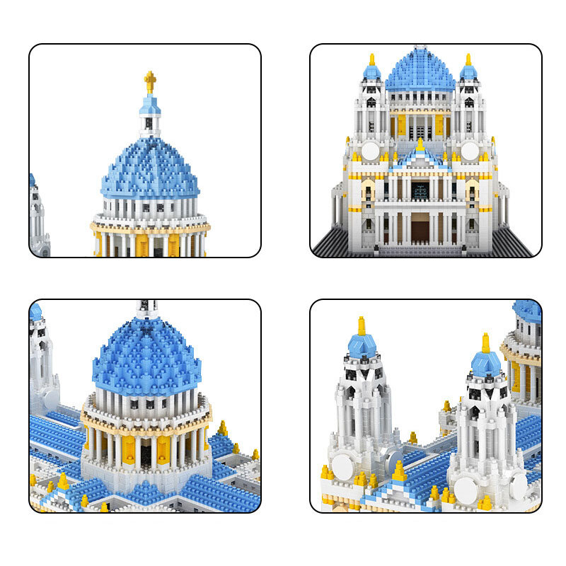 7053 Buah Mainan Diy Arsitektur St Model Katedral Paul Blok Bangunan 3D Gereja Kota London Mini Blok Mikro Hadiah Dunia