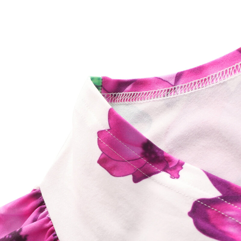 Fashion Women Summer Streetwear Flower Print Playsuits Patchwork Design V-Neck Short Sleeve Mid Waist Slim Jumpsuits(no Belt)
