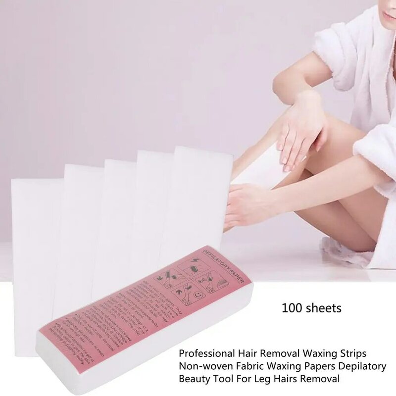 Tiras de depilación profesional de 100 piezas, papeles de depilación de tela no tejida, herramienta de belleza depilatoria para la eliminación de pelos de piernas