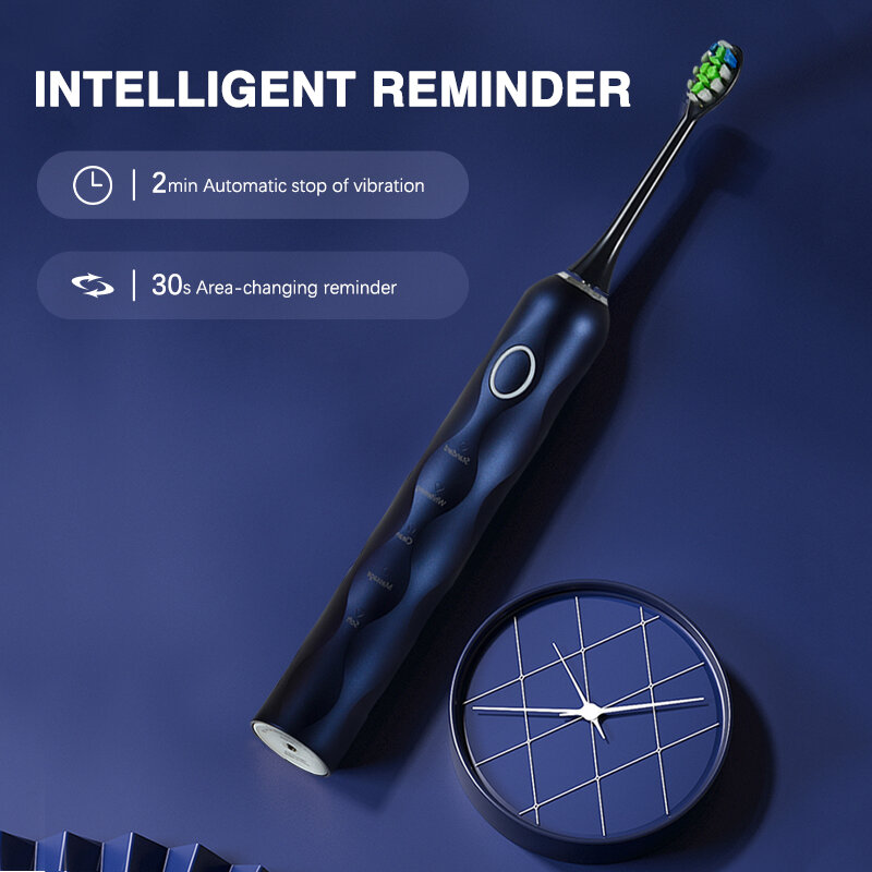Boyakang inteligente sonic escova de dentes elétrica recarregável ipx8 à prova dwaterproof água 5 modos carregamento usb inteligente timing cerdas dupont hkh8