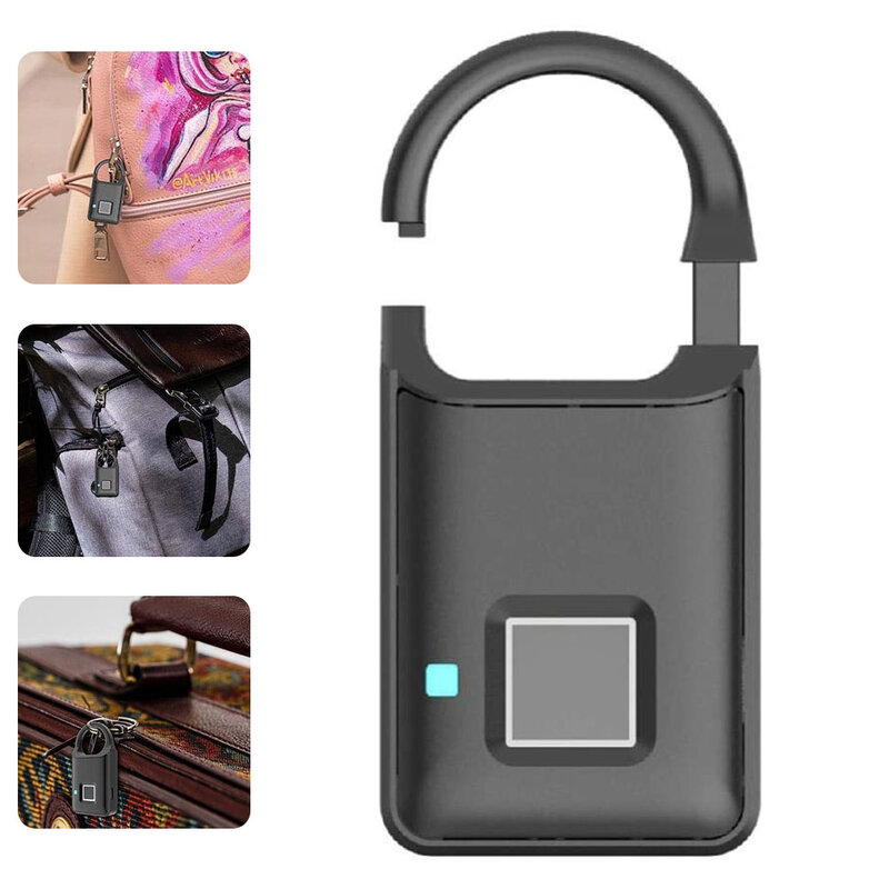 Candado de huella digital de seguridad P4, candado inteligente táctil antirrobo con carga USB para mochila, bolso de mano, Maleta