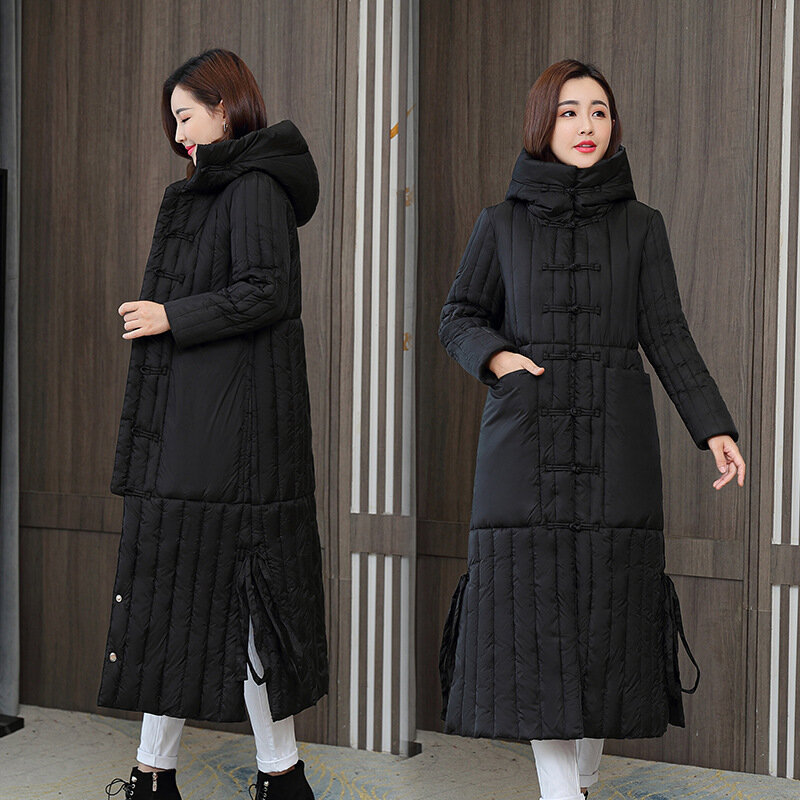 2021 겨울 여성 다운 재킷 어머니의 면화 패딩 코트 면화 긴 면화 패딩 코트 새 코트 인쇄 코트