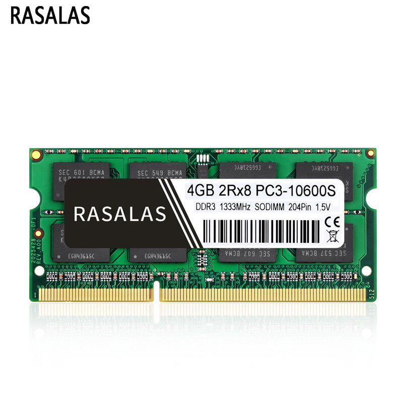 Rasalas 8GB 4GB DDR3 1333 MHz 1600 MHz PC3-10600S SO-DIMM 1.35V 1,5 V โน้ตบุ๊ค RAM 204Pin แล็ปท็อปหน่วยความจำ SODIMM