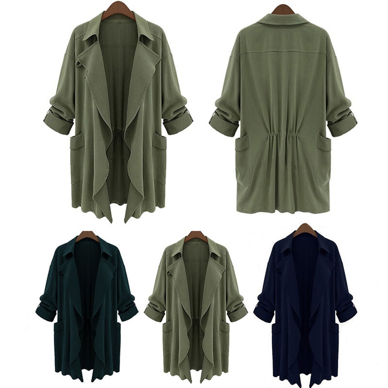 Размера плюс женские Тренч Женская куртка-парка верхняя одежда длинная куртка Осенняя верхняя одежда