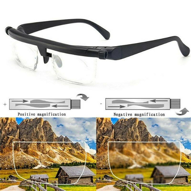 Może kwiat TR90 powiększające okulary Double Vision Focus Dial regulowane okulary-6d do + 3D czytanie krótkowzroczność okulary do czytania