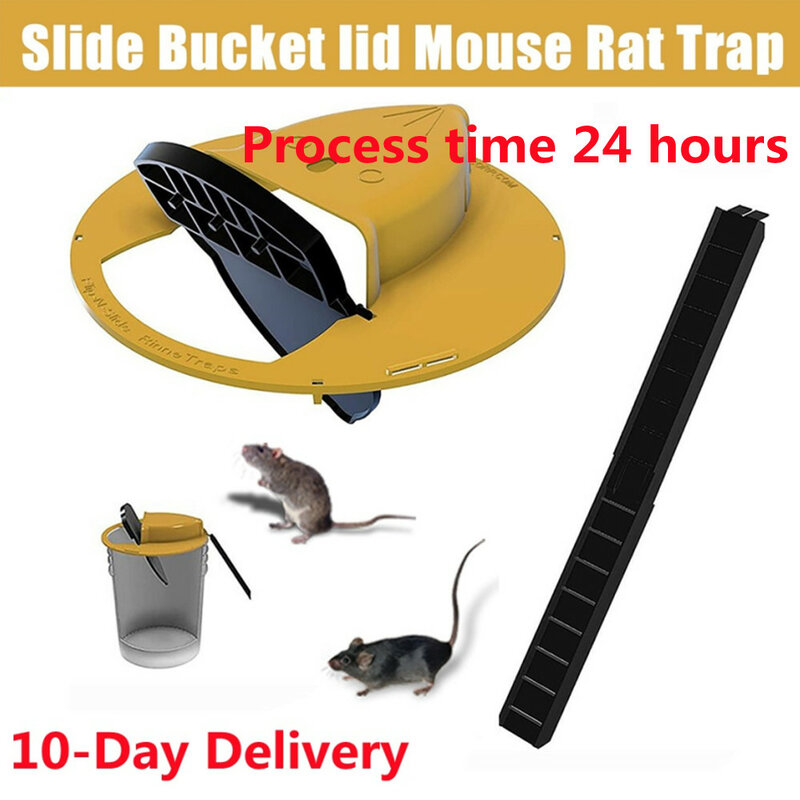 마우스 트랩 재사용 가능한 스마트 플립 및 슬라이드 버킷 뚜껑 마우스 쥐 트랩 인도적 또는 병든 트랩 자동 리셋 쥐 문 스타일 멀티 캐치