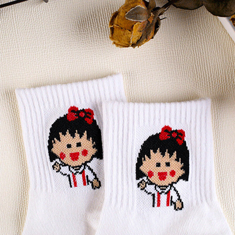 Calcetines de algodón con dibujos animados para mujer, conjunto de medias Kawaii, con dibujos de gato, Pantera Rosa, color blanco, 1 par