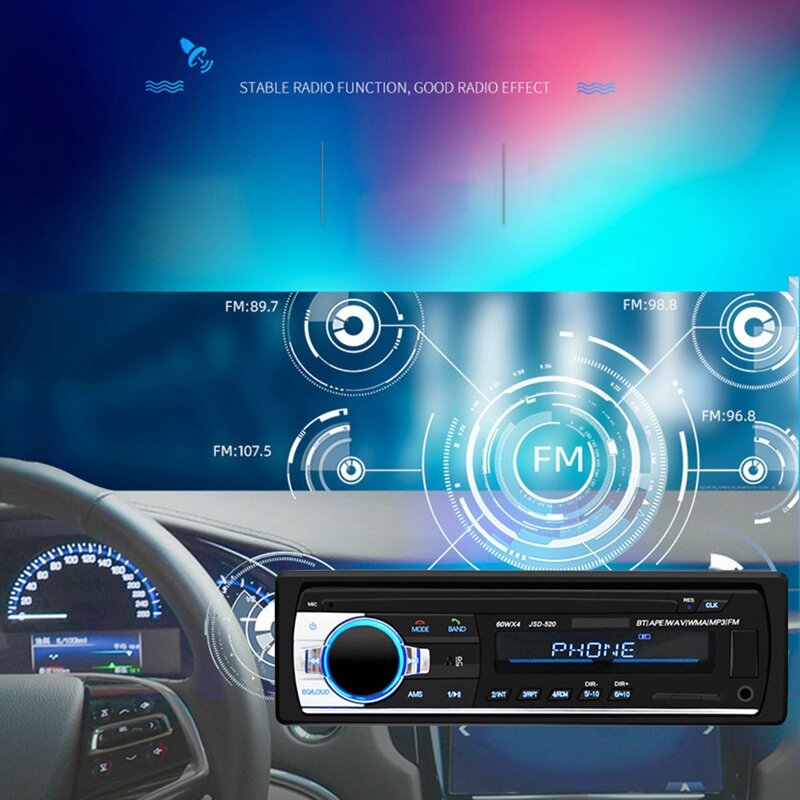 For Car Electronics DVD CD Support MP3 WMA WAV Car Radio Autoradio Aux Input Receiver Bluetooth Stereo Audio Player Multiimedia