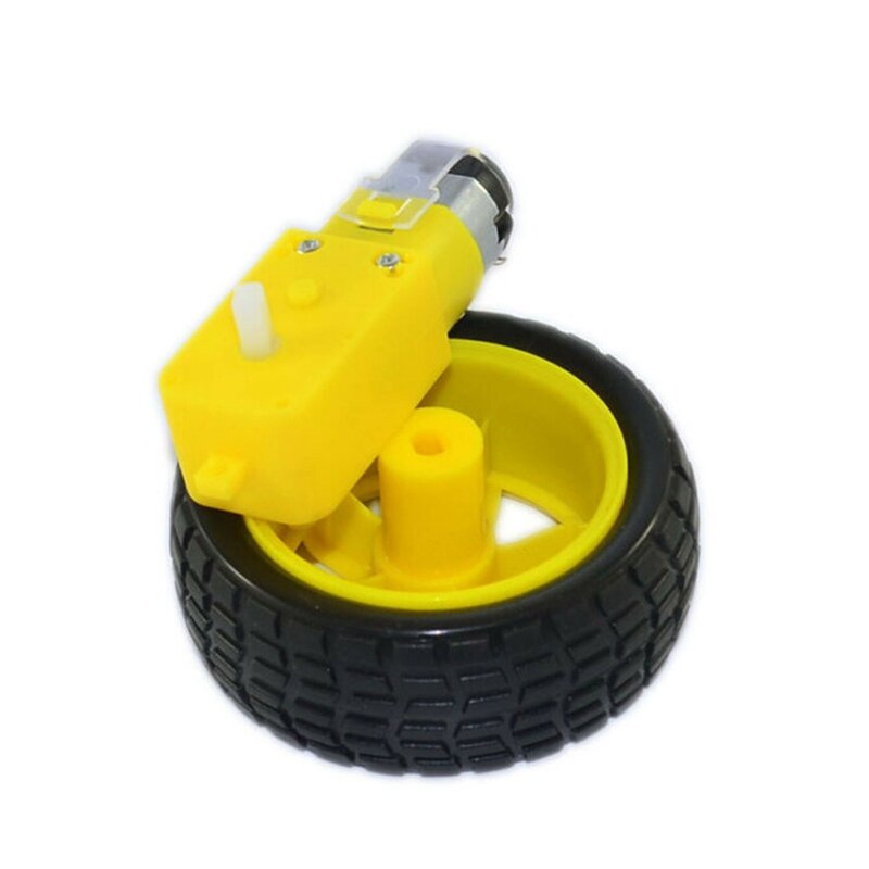 Roue de pneu en plastique Robot avec moteur à engrenages cc 3-6V 1/2/1 ensemble pour Arduino
