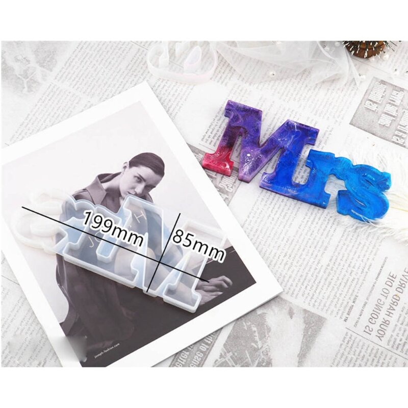Moules de moulage en résine époxy avec lettres de l'alphabet Mr & Mrs, outils d'artisanat d'art, 3 pièces