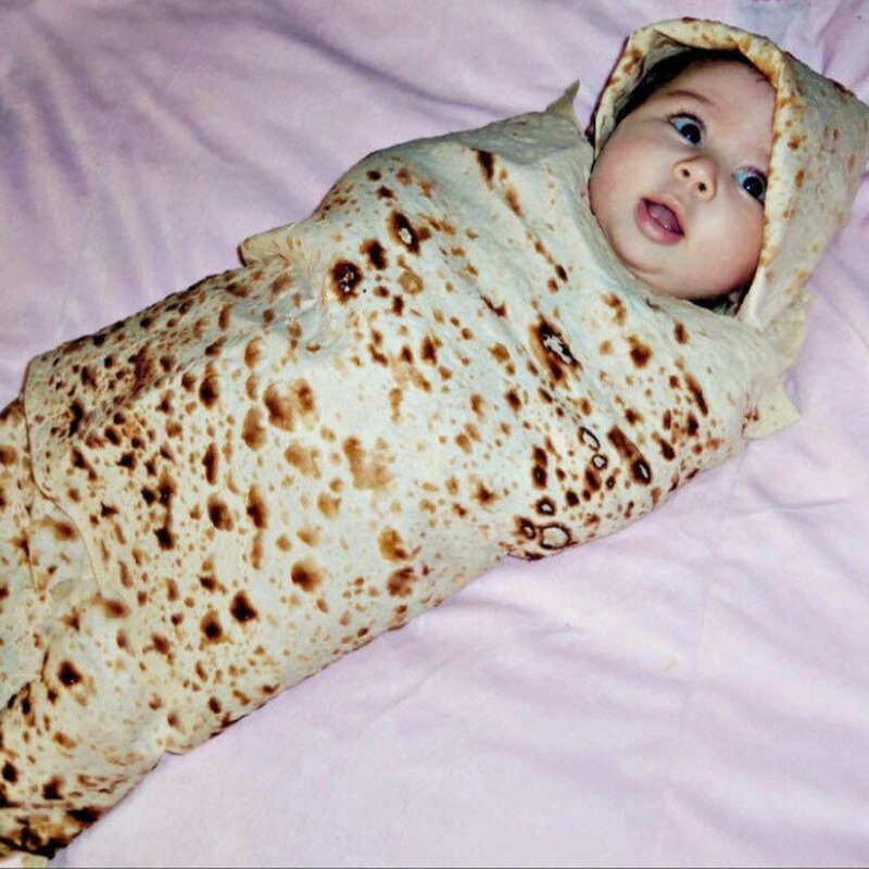 1 Set Burrito Blanket Baby Flour Tortilla Swaddle 100% Cotton Flannel Blanket Sleeping Swaddle Wrap Hat For Baby Sleep