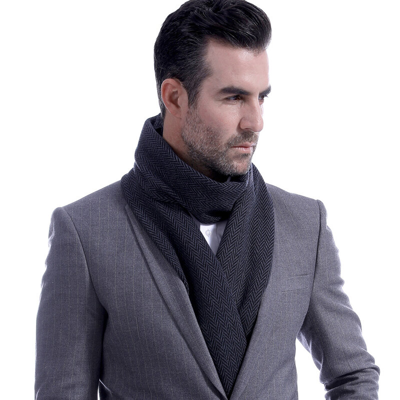 Nowy wełniany business casual męski szalik w jodełkę prezent dla młodych mężczyzn i kobiet