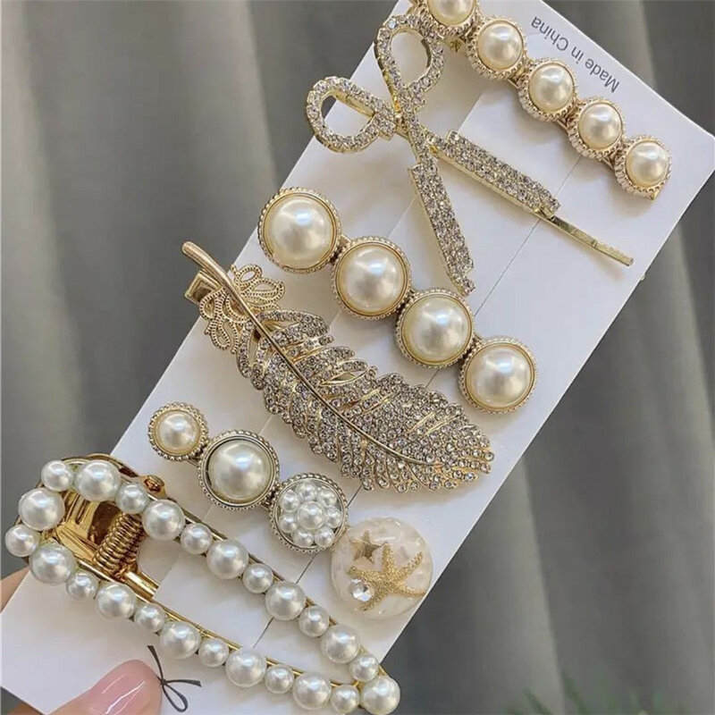 Conjunto de pinzas de perlas acrílicas para cabello para niña y mujer accesorios para el cabello pasadores adornos para el cabello pasadores 