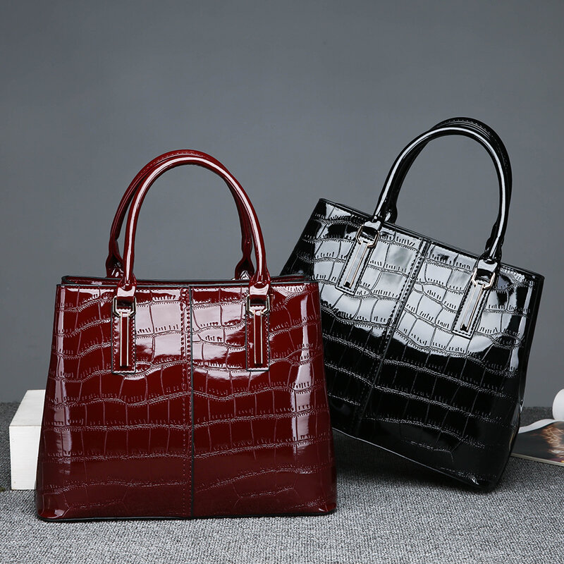 OLSITTI – sacs à bandoulière en cuir verni pour femmes, motif pierre, Sac à Main de styliste, 2021